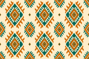 Beautiful ethnic ikat background. Geometric ethnic ikat seamless pattern in tribal. Fabric Indian style. Design for wallpaper, illustration, fabric, clothing, carpet, textile, batik, embroidery.