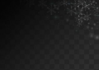 Gray Snowfall Vector Transparent Background.