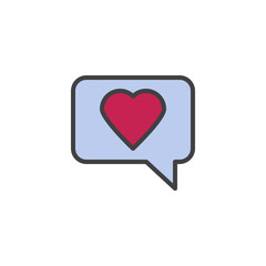 Love chat message filled outline icon