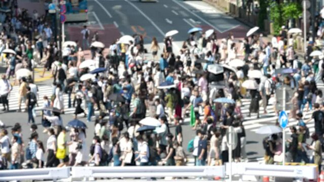 渋谷スクランブル交差点の混雑映像(ぼかし有り)