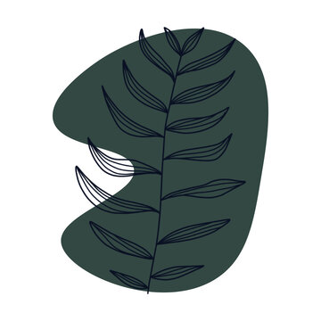 dark green leaf on abstract shape clip art preview