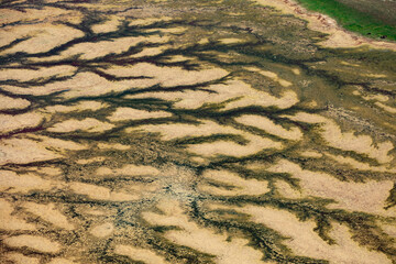 Abstract Aerial Photography Kati Thanda - Lake Eyre following heavy rain, South Australia, Australia.