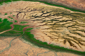 Abstract Aerial Photography Kati Thanda - Lake Eyre following heavy rain, South Australia,...
