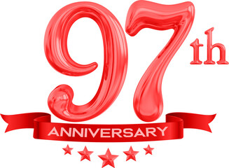 97th year anniversary red number