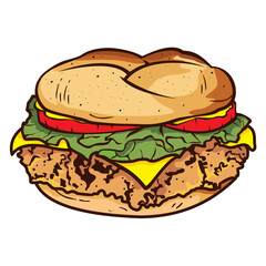 Hand Drawn Burger, Illustration & sketch, Vector Burger