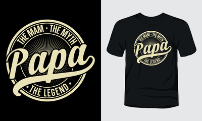 The man the myth papa the legend vintage badge fathers day t-shirt design. - obrazy, fototapety, plakaty