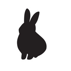 座るウサギのシルエットイラスト