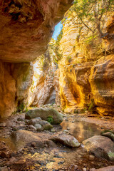 Landscape with Avakas gorge, famous canyon in Paphos, Cyprus.