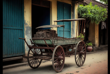 Fototapeta na wymiar Vietnam's Hoi An Old Classic Cart. Generative AI