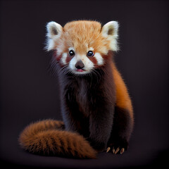 Fototapeta premium Red Panda Portrait on Dark Background. Generative ai