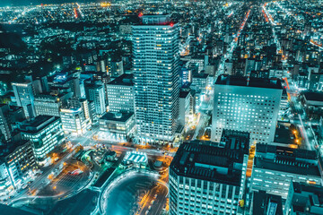 Fototapeta na wymiar 札幌の都市夜景、JRタワービルからの景色
