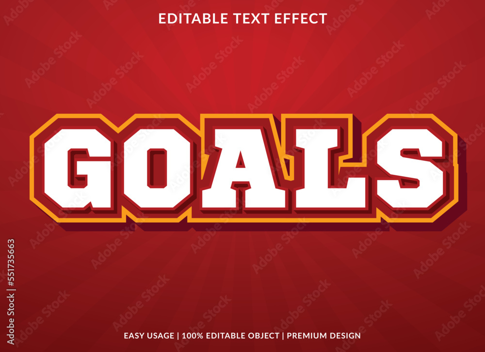 Poster goals text effect template with abstract font style use for brand and logo vector illustration. abst