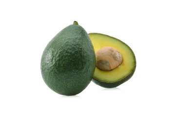 fresh avocado with slices isolated on white background.