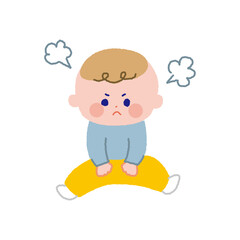 怒っている赤ちゃんの線なしカラーイラスト