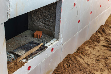 Wall insulation with polystyrene foam. Insulation and waterproofing of the underground part of the...