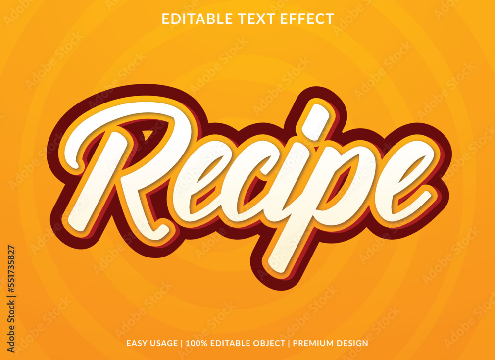 Poster recipe text effect template with abstract font style use for brand and logo vector illustration. abs