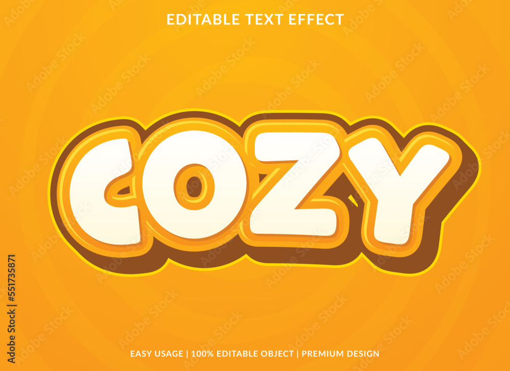 Poster cozy text effect template with abstract font style use for brand and logo vector illustration. abstr