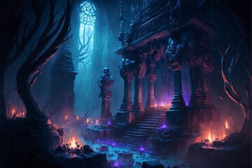 Obraz na płótnie Canvas The magic temple in the cave