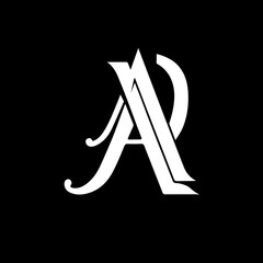 letter ar monogram logo, black and white