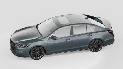Fototapeta na wymiar 3D rendering of a brand-less generic concept car in studio environment 