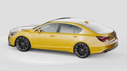 3D rendering of a brand-less generic concept car in studio environment	
