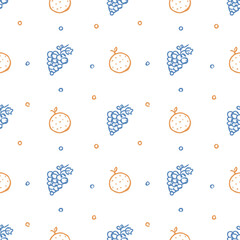 Seamless fruit pattern. doodle background with fruit icons. Fruit background