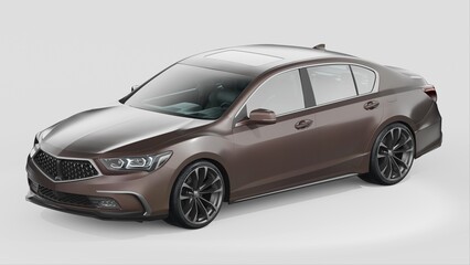 Fototapeta na wymiar 3D rendering of a brand-less generic concept car in studio environment 