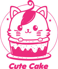 cat mascot logo, cute cat cake logo 