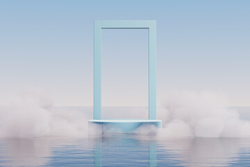 3d rendering simple stand on water