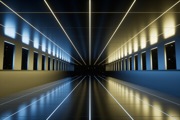 Fototapeta premium 3d rendering neon architecture space