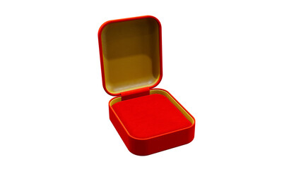 Red and golden opened empty jewellery gift box on white, isolated - object 3D illustration