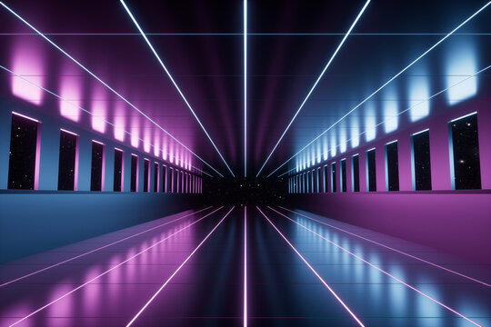 3d rendering neon architecture space