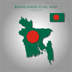 Bangladesh Flag Map Vector Illustration