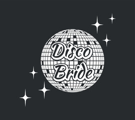 Disco Bride. Party. Vector Icon Template. Disco ball