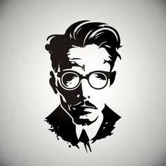 Men with glasses vector for logo or design. Generative AI