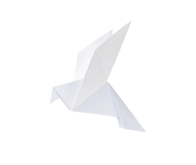 Paper dove origami isolated on a white background