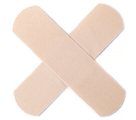 Brown medical adhesive plaster on a white background