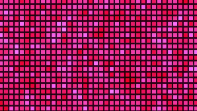 Motion background of red and pink squares scrolling and flashing