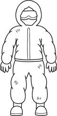 Hand Drawn protective PPE suit for doctor illustration