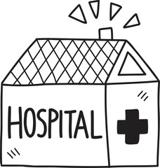Hand Drawn hospital building illustration