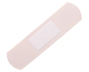 Medical adhesive plaster on a white background