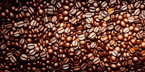 Generative AI a cup of coffee on a background of scattered beans