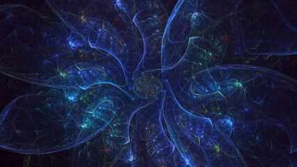 3D rendering abstract blue fractal light background