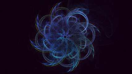 3D rendering abstract multicolor fractal light background