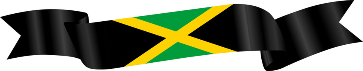 3D Flag of Jamaica on ribbon. - 551742486