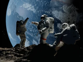 Tuinposter Group of astronauts © Kovalenko I