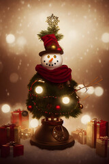 Obraz premium christmas tree and snowman