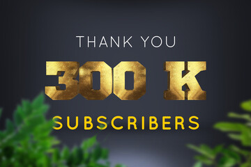 300 K  subscribers celebration greeting banner with Brass Design