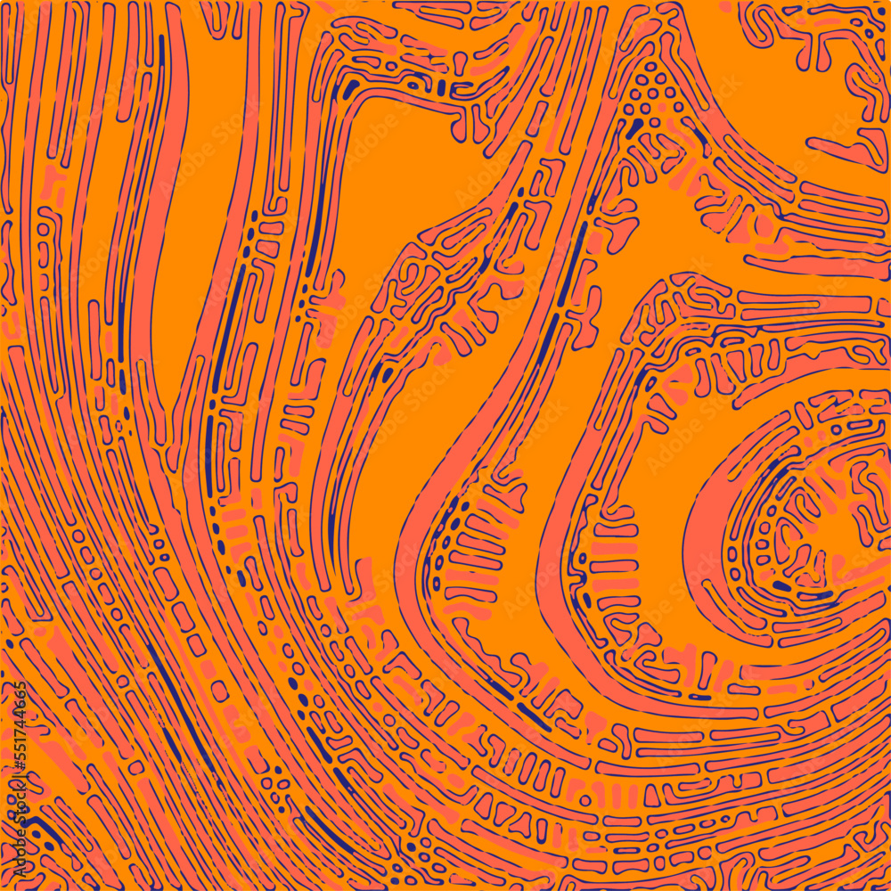 Poster psychedelic surrealistic organic pattern with colorful lines. reaction–diffusion background.