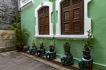 Historical part of George town, traditional colonial architecture in George town, Penang, Malaysia
